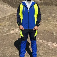 ست سویشرت و شلوار ترکینگ مردانه C407 برساد رنگ سرمه ای-آبی شالی-فسفری سایز 2XL