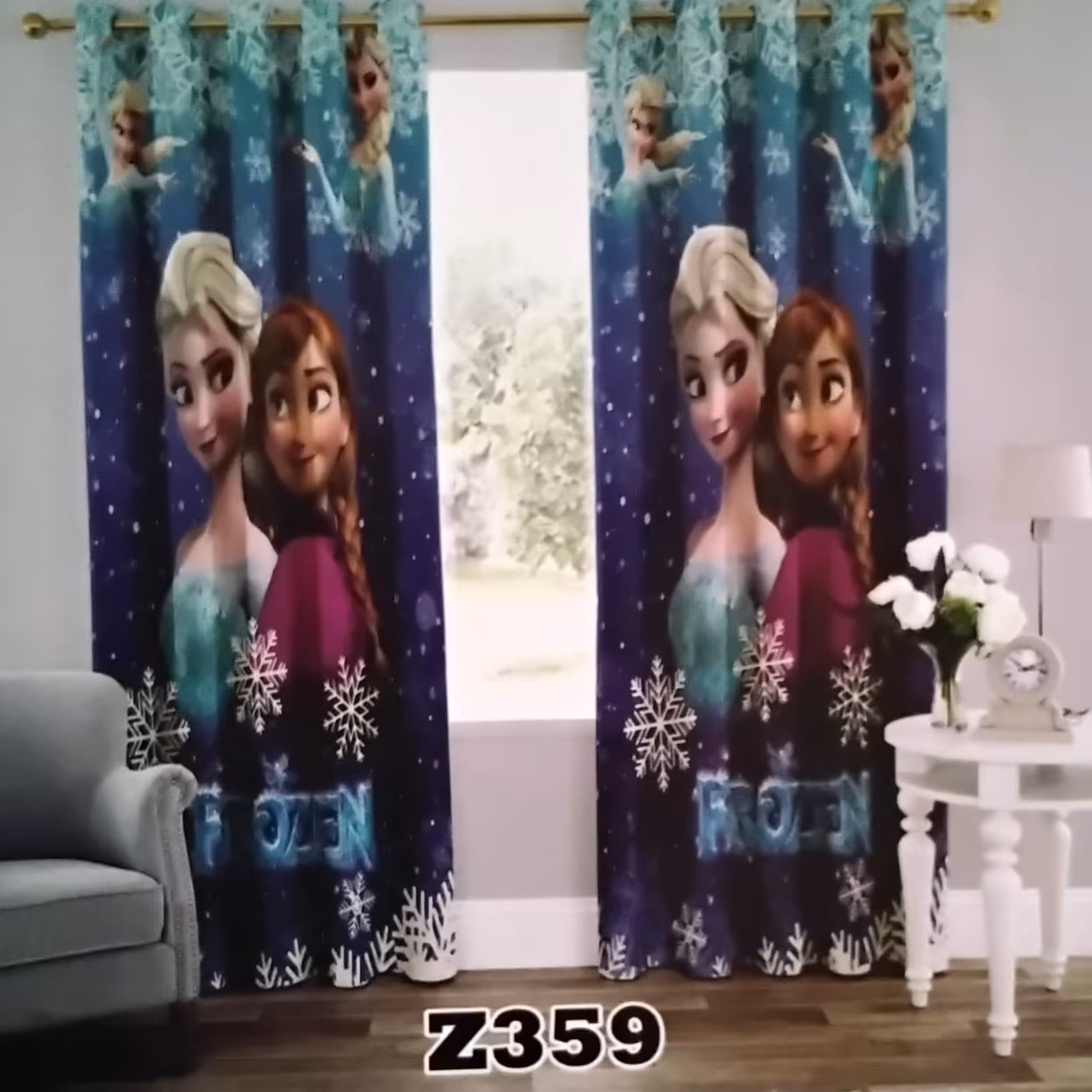 پرده چاپی پانچ اتاق کودک  دو قواره طرح کارتونی کد z359