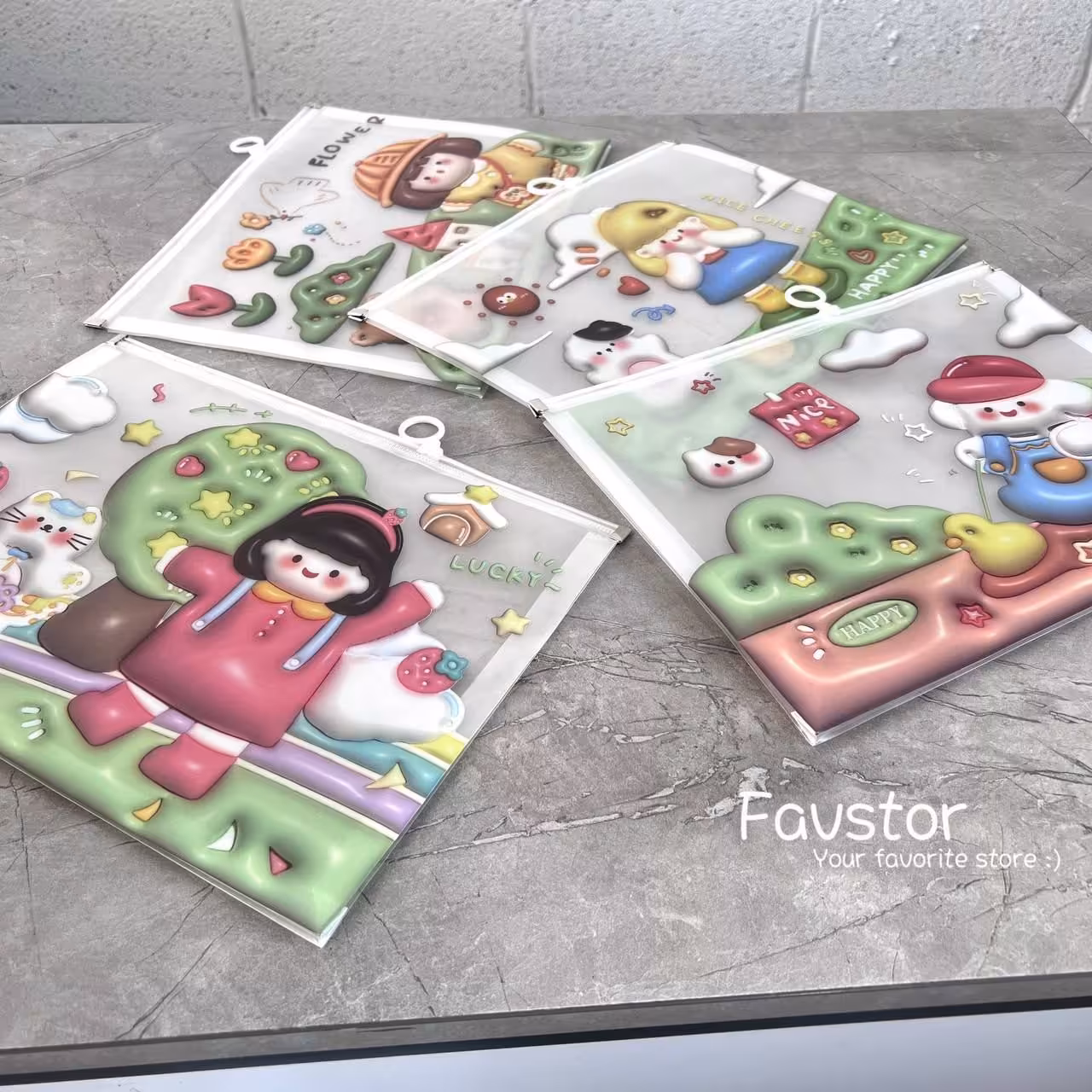 پوشه زیپ دار A4 طرح دختر و حیوانات 3D کد 0022-2