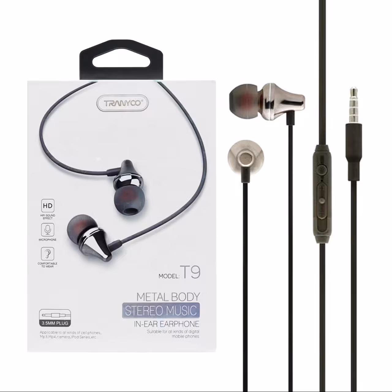 هندزفری باسیم TRANYOO مدل T9 - خاکستری کد2199