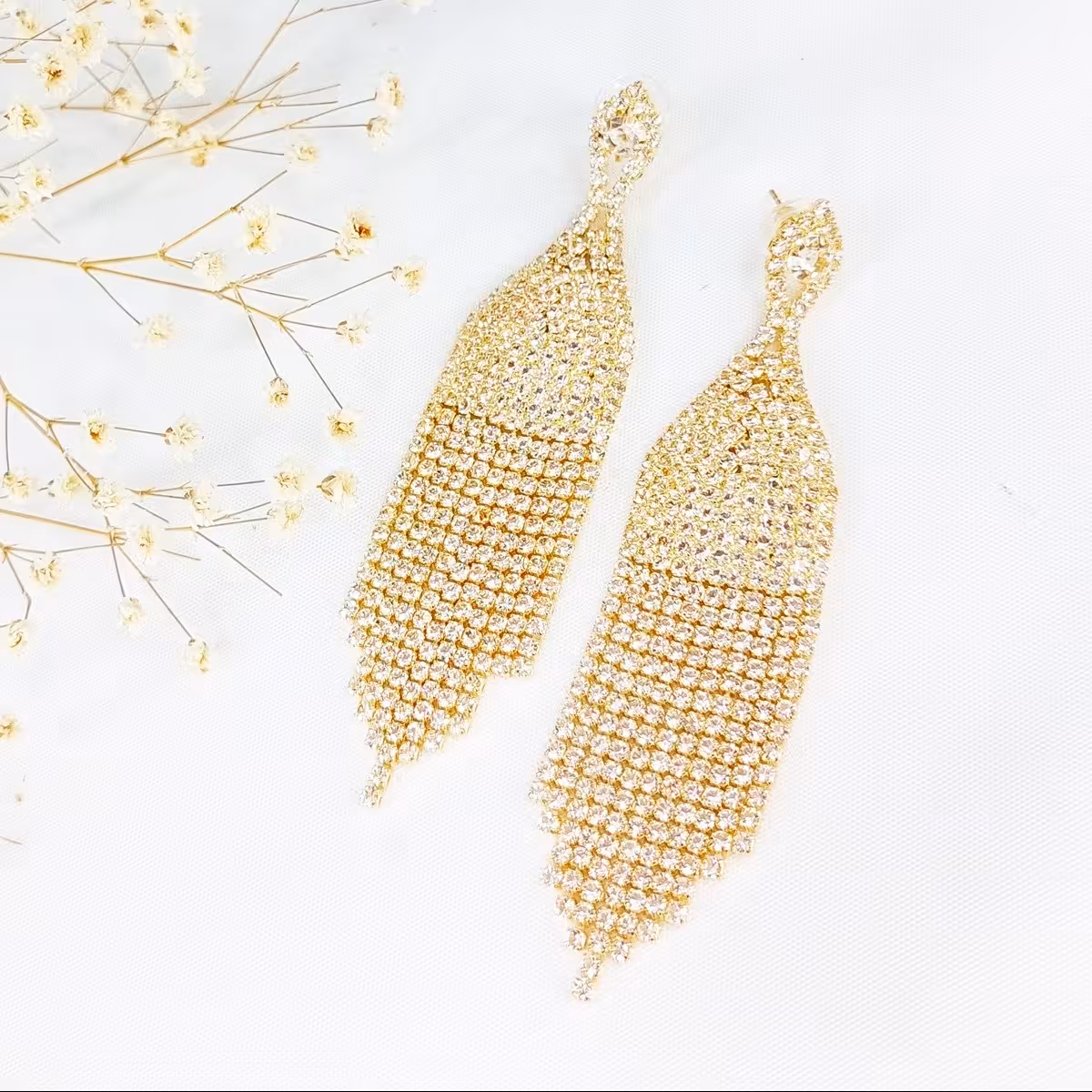 گوشواره آویز مجلسی روش آب طلا کد 10999