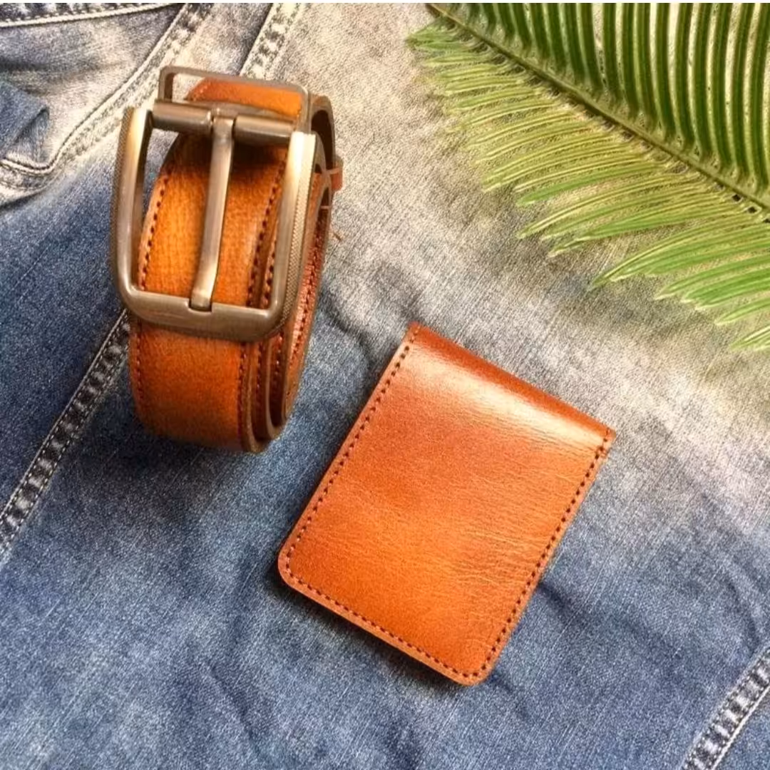 کیف کمربند چرم + کیف کارتی چرم دست دوز قابل اجرا در رنگ های مختلف