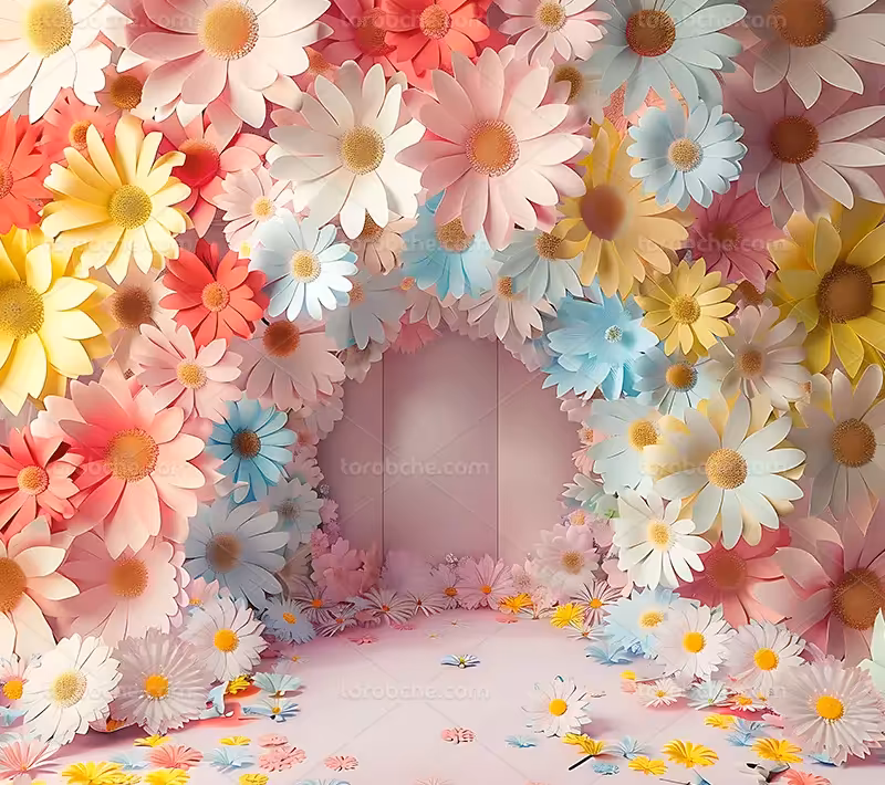 بک دراپ عکاسی با گل رنگارنگ | گرافیک با طعم تربچه