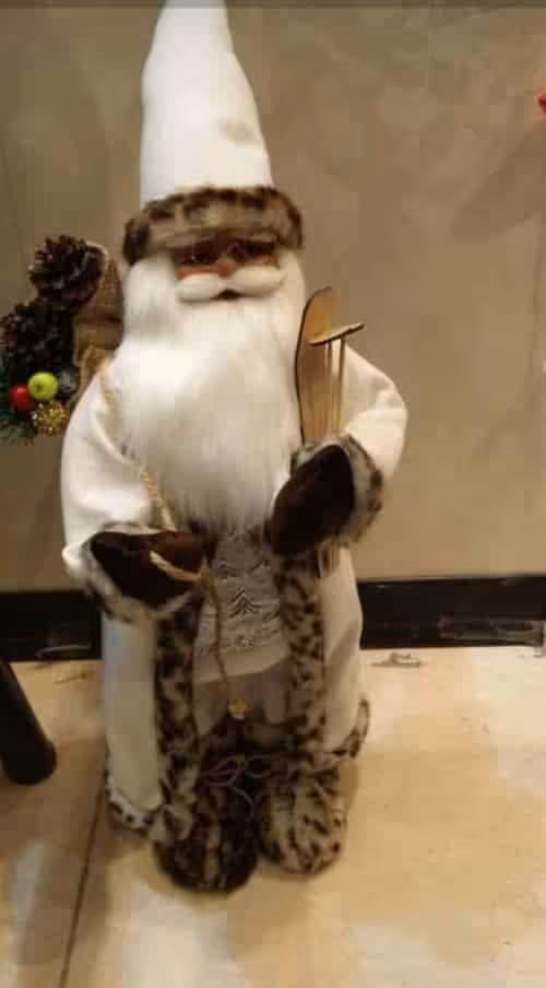 عروسک بابانوئل لباس سفید بسیار زیبا 50 سانت