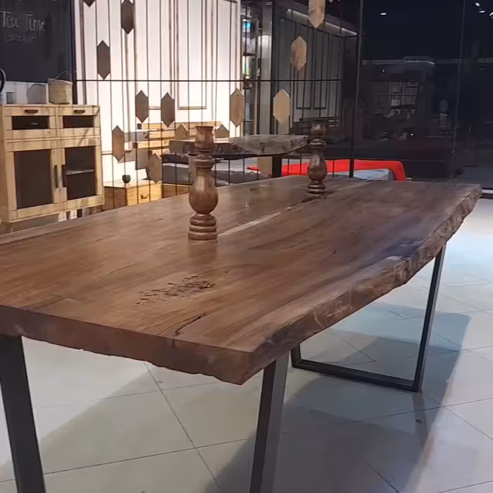 میز روستیک ناهارخور ی 6 نفره با پایه های فلزی در رنگ و اندازه های مختلف