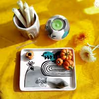 ست دکوری سرامیکی کاملا دستساز  دست سازه های مینو      هزینه ارسال کالا بصورت پس کرایه