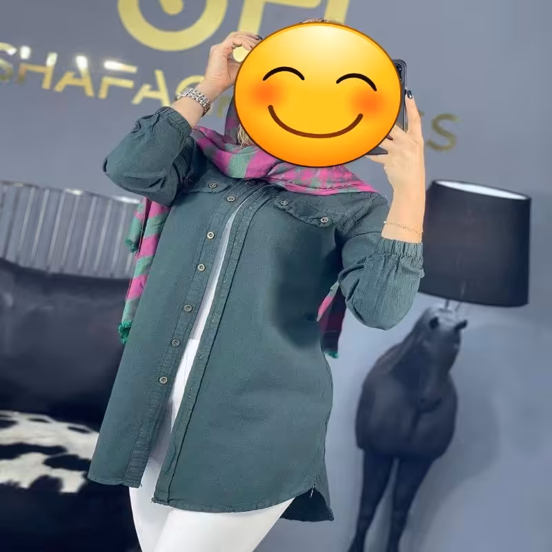 تونیک مانتویی مدل مهرو جنس الیاف طبیعی سایزها فری 36تا44