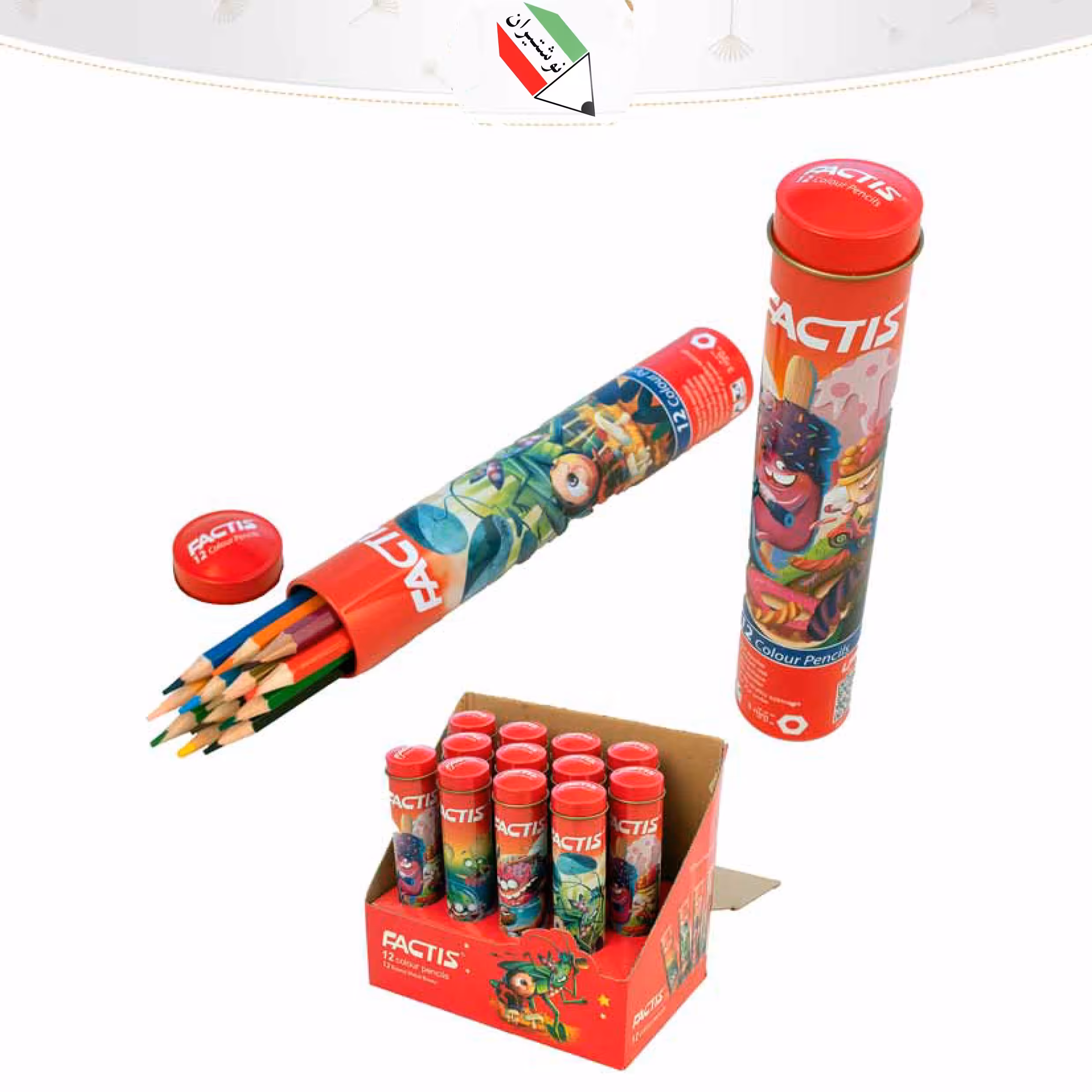 مداد رنگی 12 رنگ قوطی گرد استوانه ای فکتیس 1679