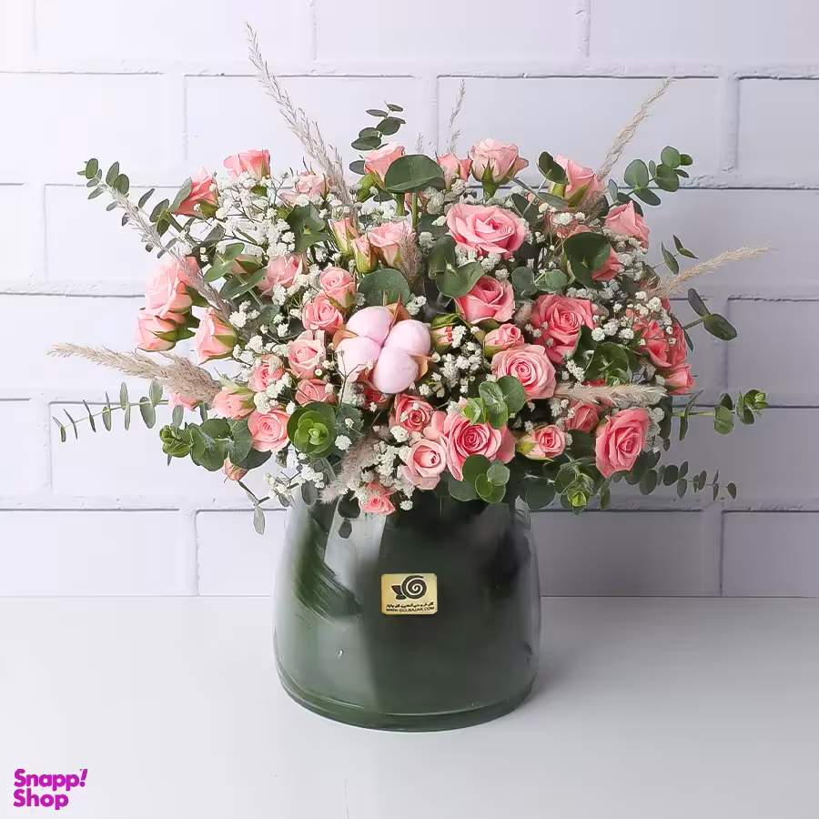 گلدان گل طبیعی گل بازار مدل رز دلانا