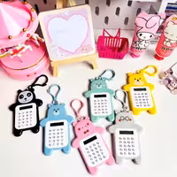 ماشین حساب آویز دار خرسی  رنگ شاد و فانتزی  کیوت برای کادو هدیه لوازم التحریر گوگولی 