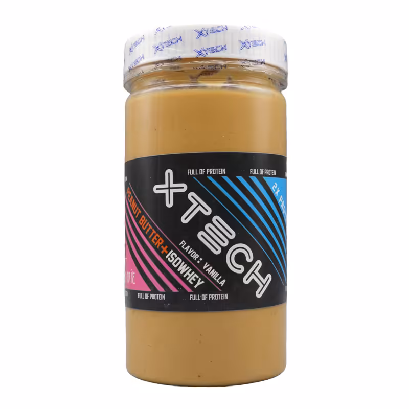 کره بادام زمینی ایکس تک حاوی ایزو وی طعم وانیل 1100 گرمی