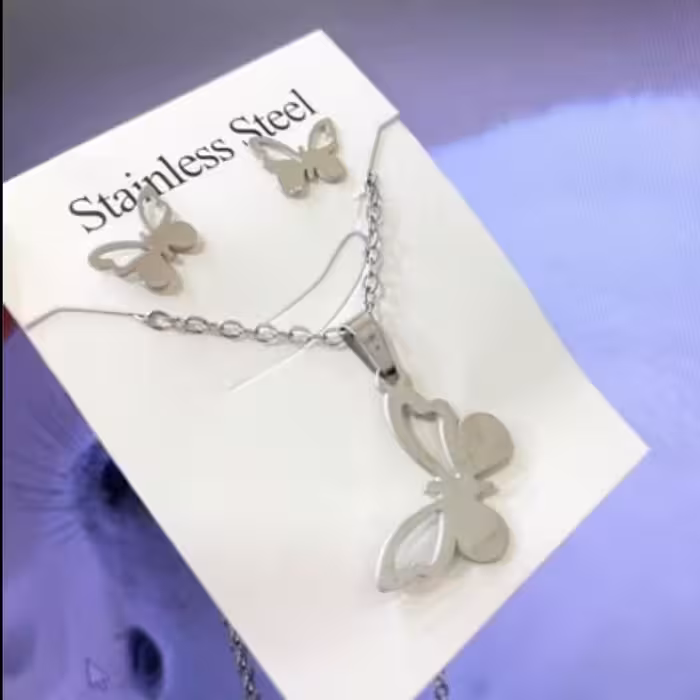  نیمست استیل رنگ ثابت نقره ای براق  طرح پروانه مینیمال