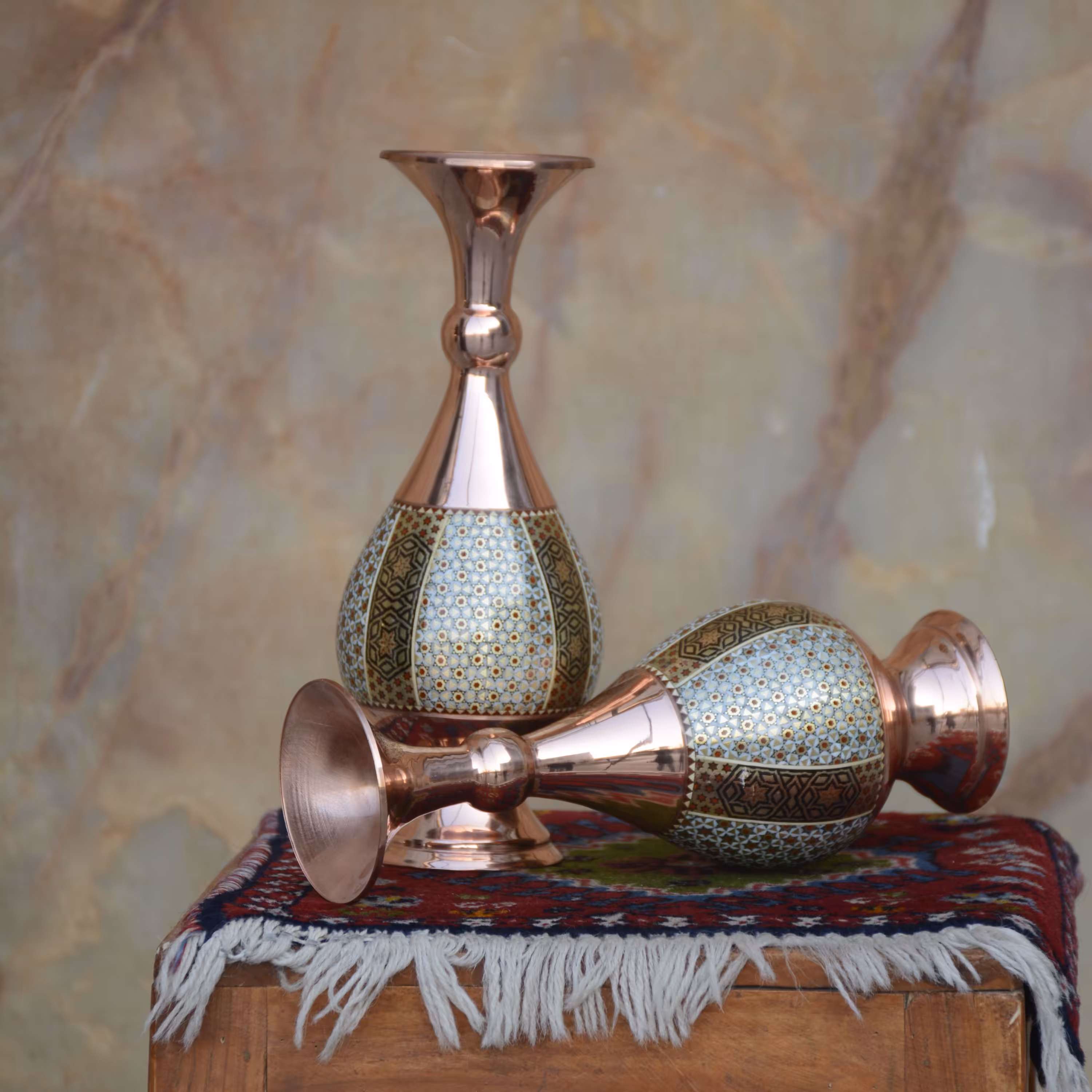 گلدان مس و خاتم سایز 25