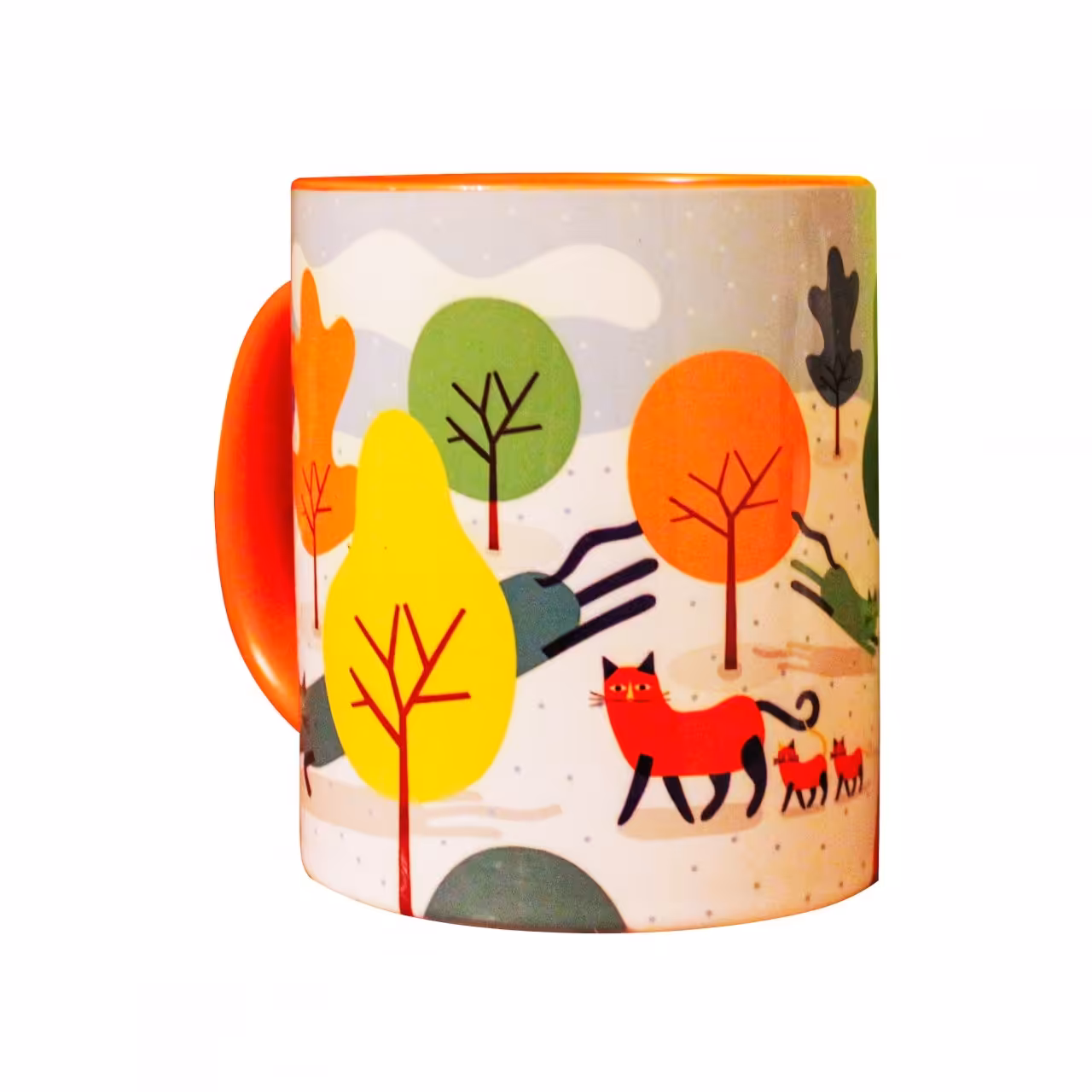 ماگ سرامیکی رنگی طرح گربه