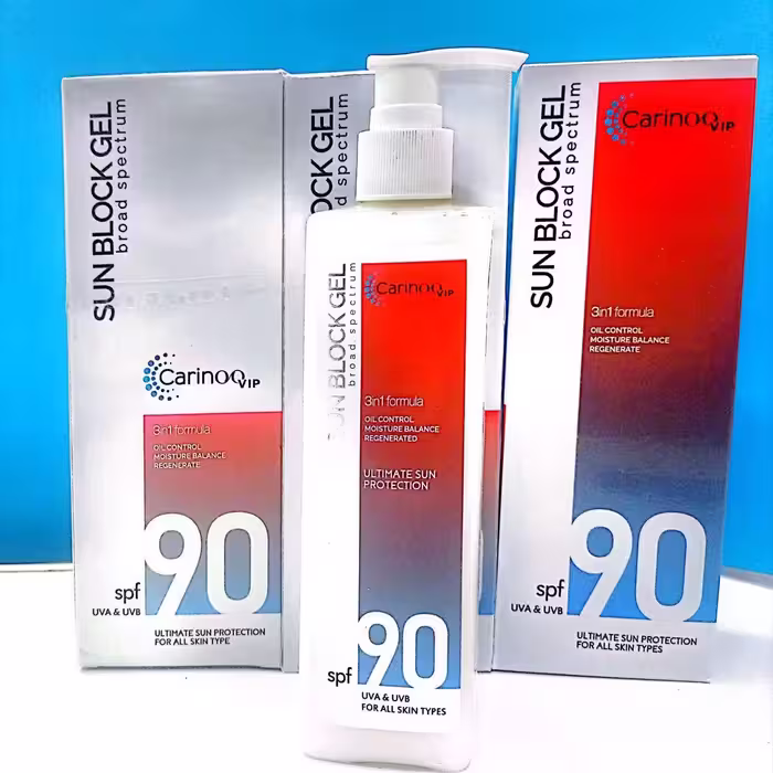 ضدآفتاب بدون رنگ کارینو 250 میل اماراتی spf90 با کیفیت عالی پس کرایه 
