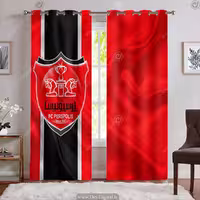 پرده پانچ چاپی پرسپولیس رنگ مشکی قرمز ba-5743-s