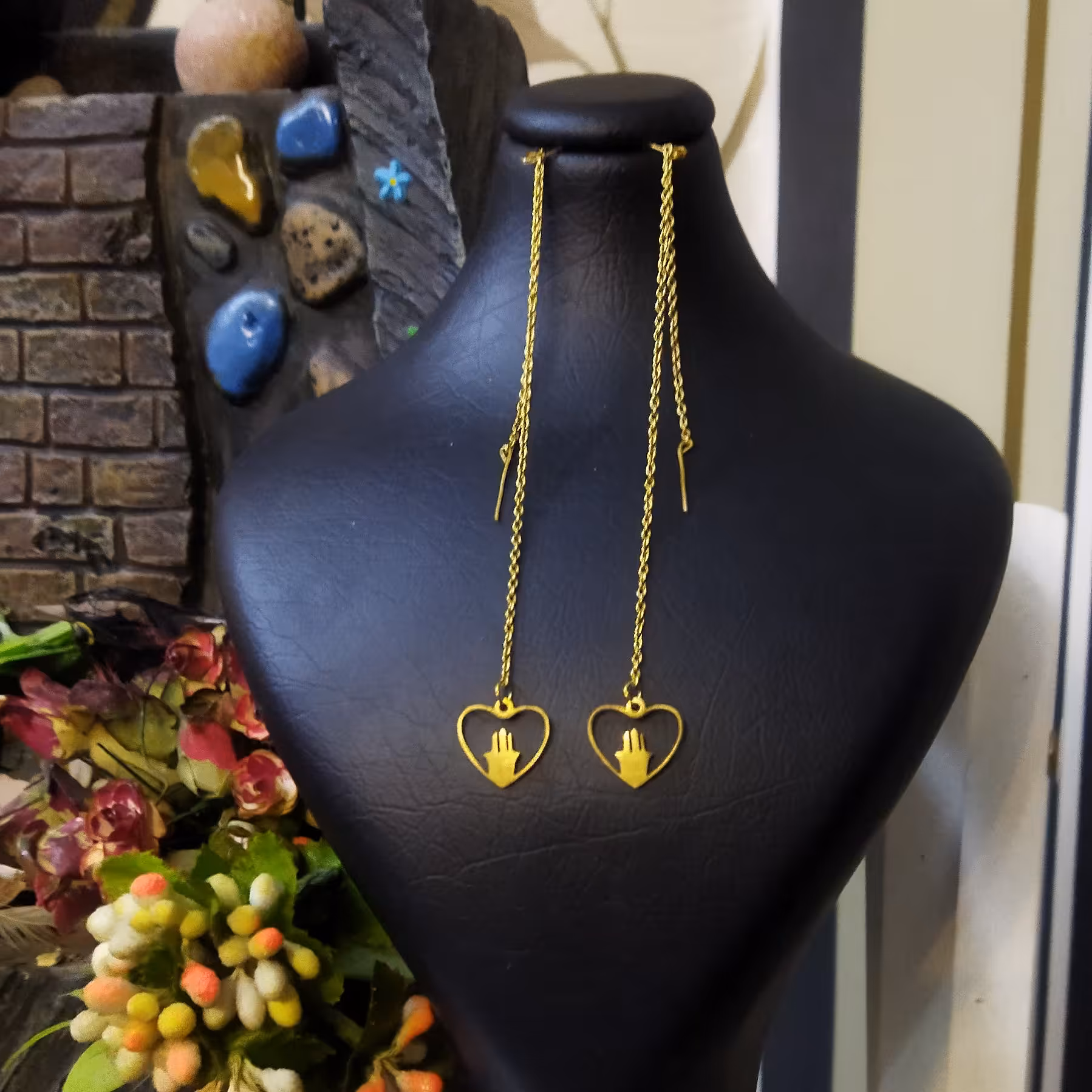 گوشواره بخیه تمام استیل قلبی رنگ ثابت ضدحساسیت