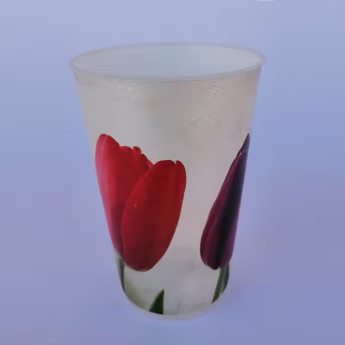 لیوان پلاستیکی طرح گل لاله بسته 6 عددی