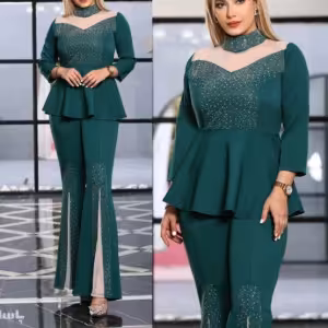 پیراهن و شلوار زنانه کرپ مدل مجلسی مدل لیان 58443