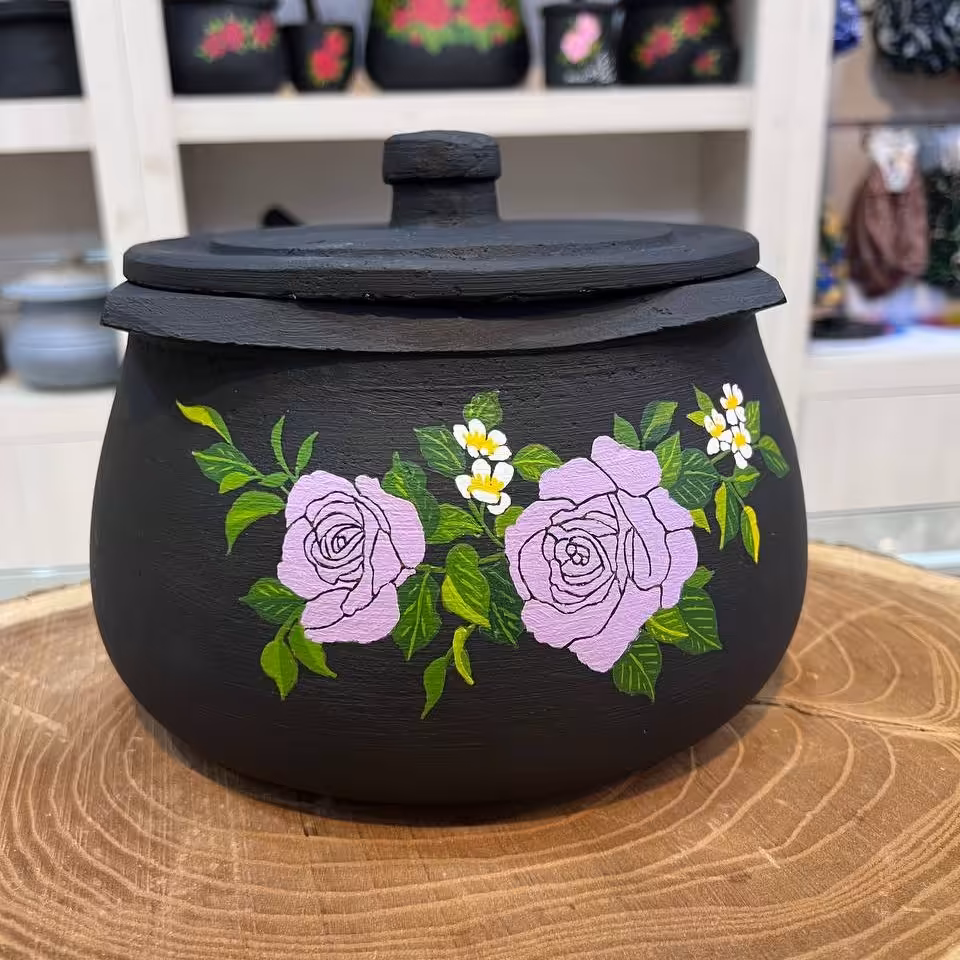 دیزی یا قابلمه سنگی شلغمی نقاشی شده 6 نفره 