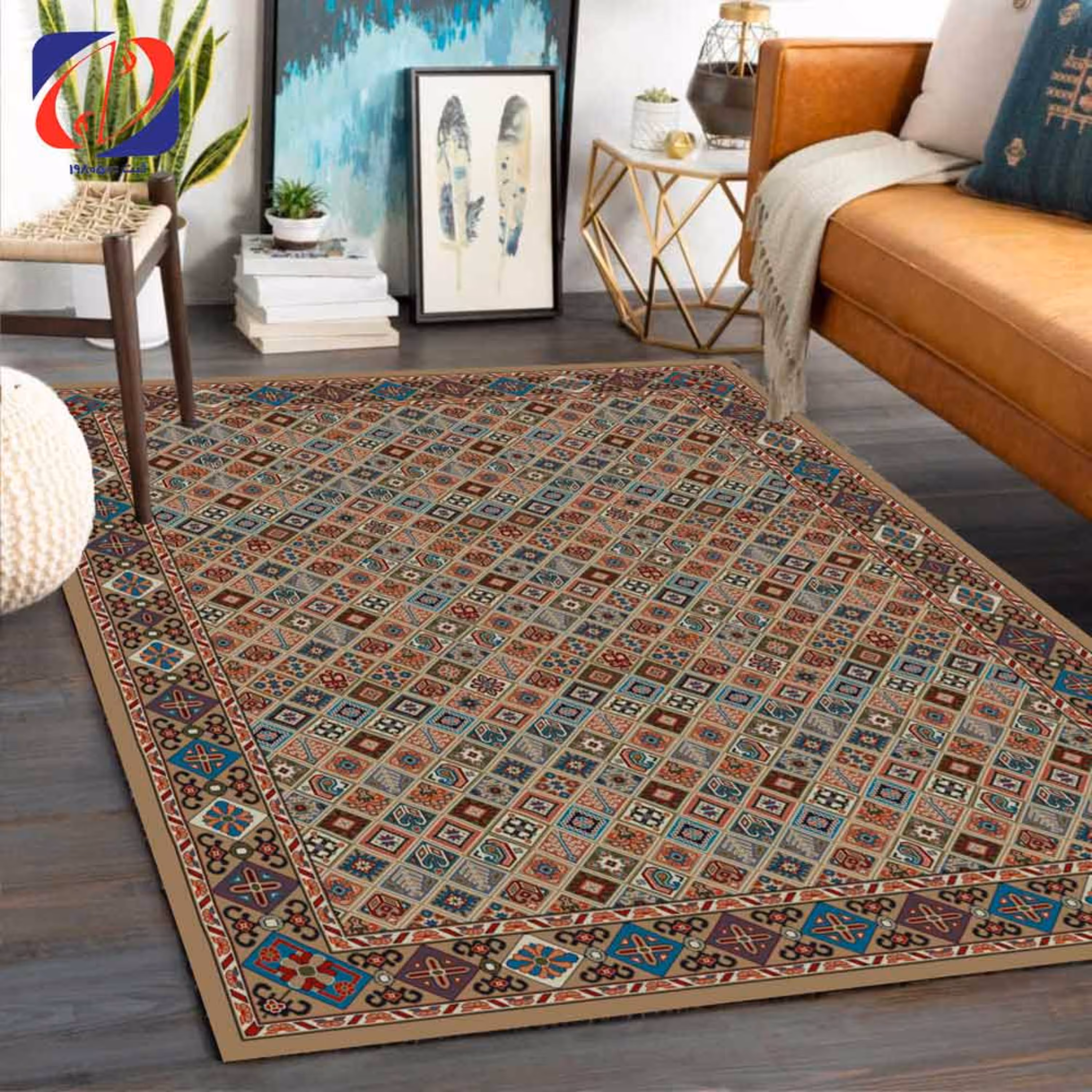 گلیم ماشینی  سفارش مشتری (4.5-1.10 ) -هشت رنگ-طرح محراب بژ-ارسال پس کرایه