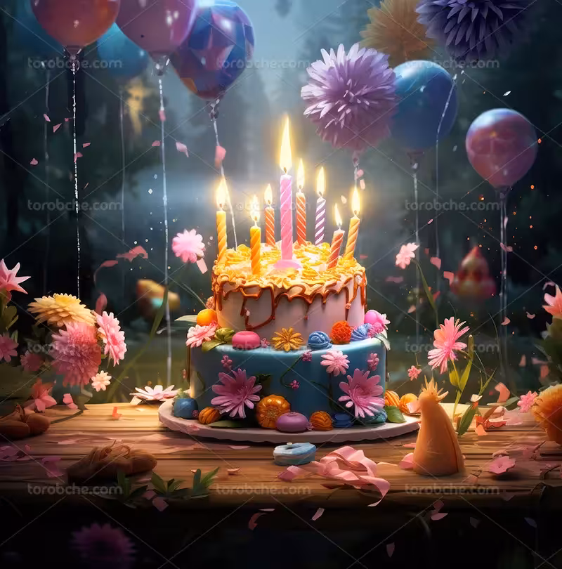 بک دراپ عکاسی تولد با گل | گرافیک با طعم تربچه