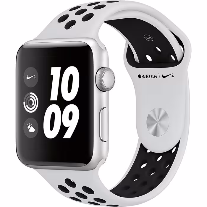 ساعت هوشمند اپل واچ سری 3 مدل Nike Plus 42mm Silver Aluminum Case with Pure Platinum/Black Nike Sport Band