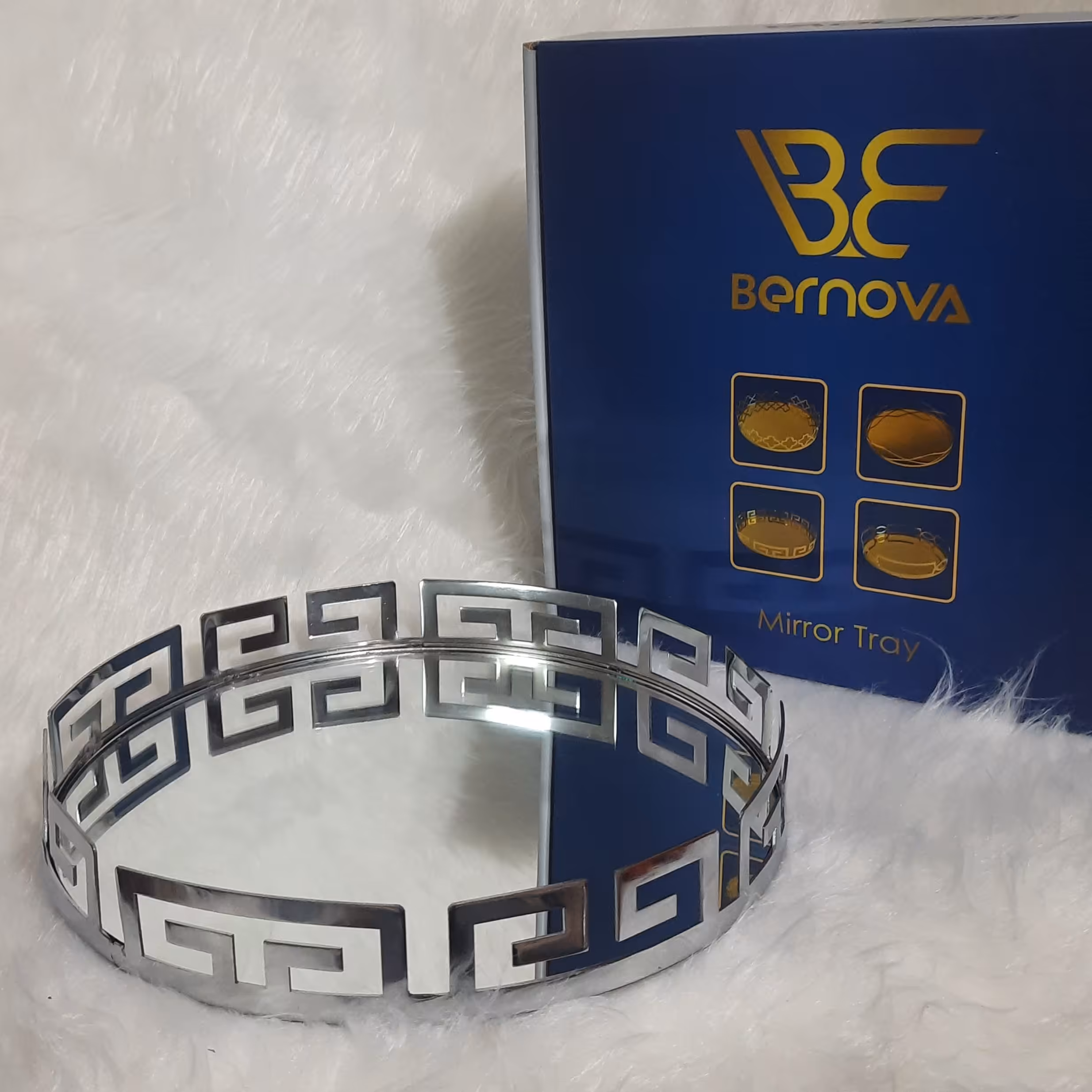 سینی کف اینه برند برنوا مدل ورساچ نقره ای