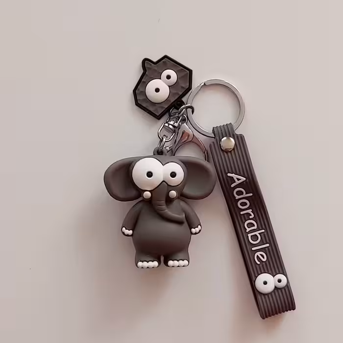 جاسوئیچی فانتزی  سیلیکونی وارداتی طرح فیل  رنگ طوسی