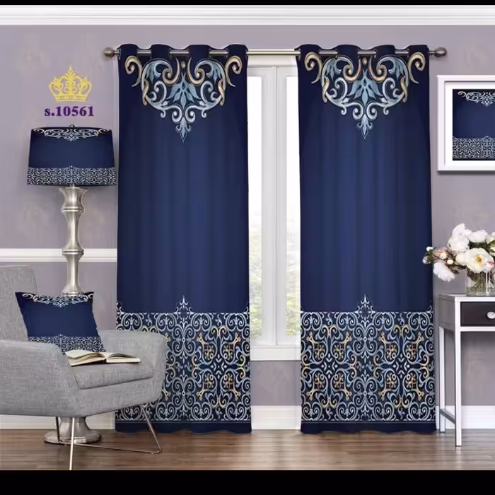 پرده پذیرایی دو قواره طرح اسلیمی کد S10561