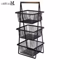 سبد پیاز سیب زمینی سه طبقه دسته چوبی