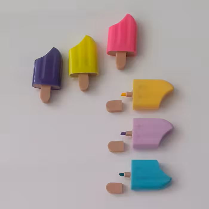 ماژیک هایلایت فانتزی طرح بستنی در بسته بندی 3تایی و3 رنگ زیبا 