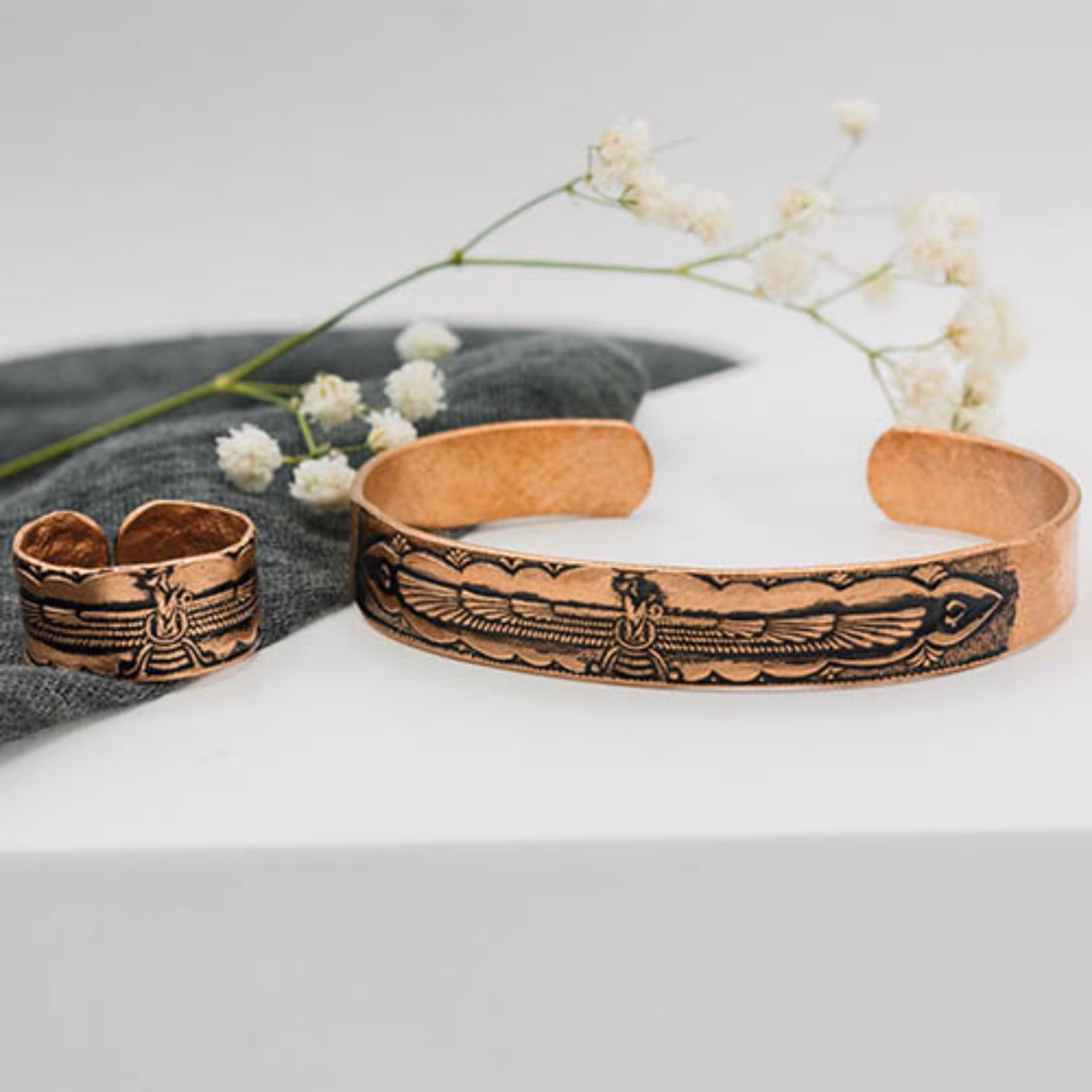 نیم ست مسی مردانه نخل قلم کد 332