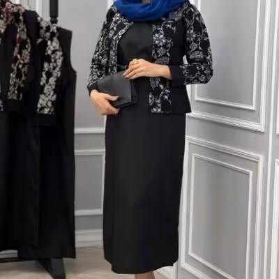 پیراهن زنانه کرپ اندونزی مدل ست سه تیکه