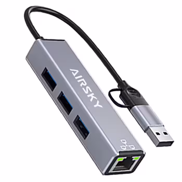تبدیل Type-C USB To Lan USB3 USB2 ایراسکای AirSky HC-78