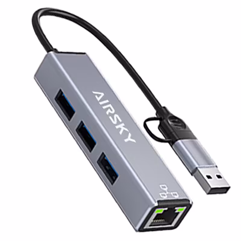 تبدیل Type-C USB To Lan USB3 USB2 ایراسکای AirSky HC-78
