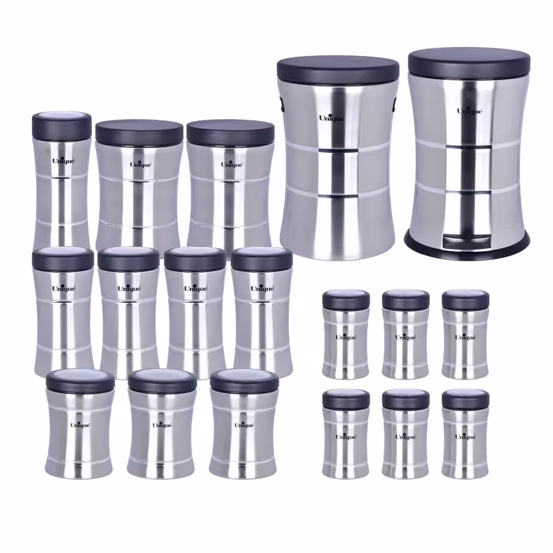 سرویس یونیک 18 پارچه کمر باریک استیل درب مشکی 4620