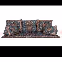 سرویس شاه نشین 7 تکه ترمه طرح میخک رنگ سبزآبی 