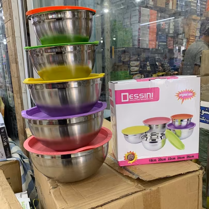 کاسه استیل درب داررنگی 