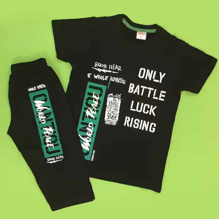 ست تیشرت و شلوارک پسرانه مشکی سایز 55 و 60 تیشرت مشکی پسرانه