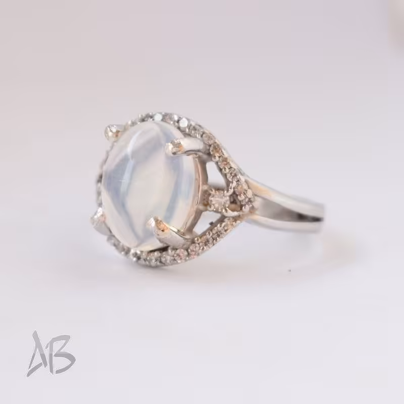 انگشتر نقره  زنانه اپال سنگ اصل آقابزرگ