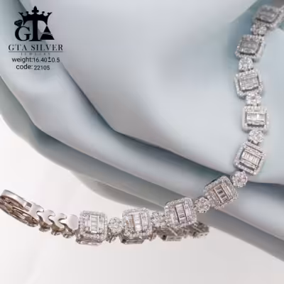 دستبند نقره دخترانه نگین دار طرح امرالدکات کد 22105
