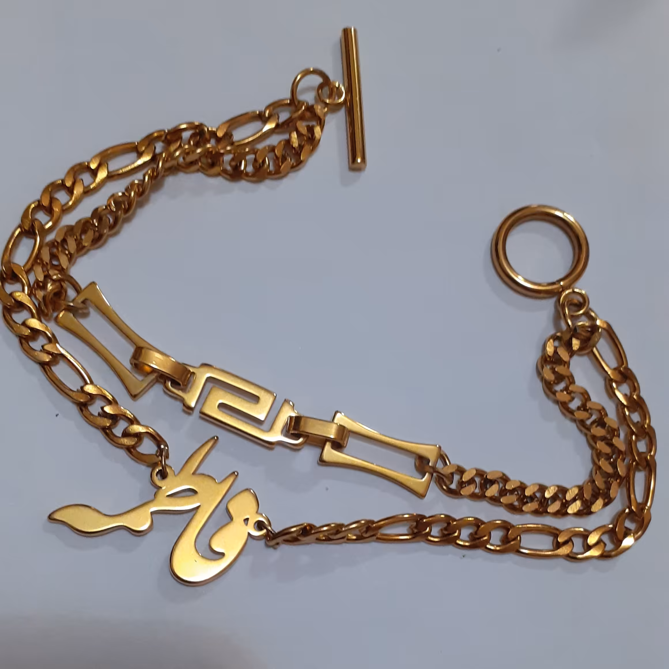 دستبند دوردیفه تمام استیل با پلاک اسم استیل  فاطمه کد 6509