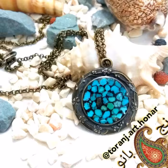 گردنبند فیروزه کوب روی برنز2