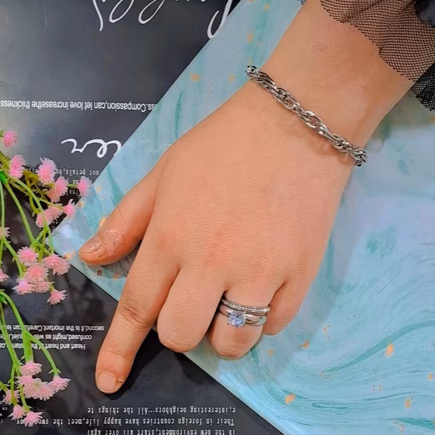 دستبند استیل نقره ای دوبل ظریف اسپرت