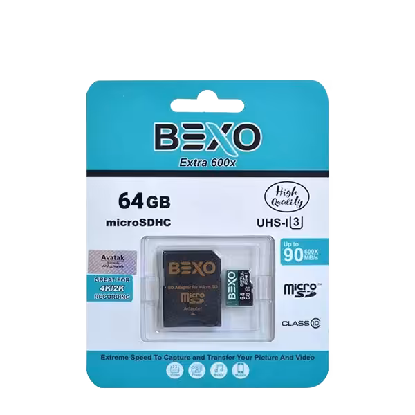 کارت حافظه MicroSD-ADP UHS-I U3 بکسو سرعت 90 مگابایت ظرفیت 64 گیگابایت