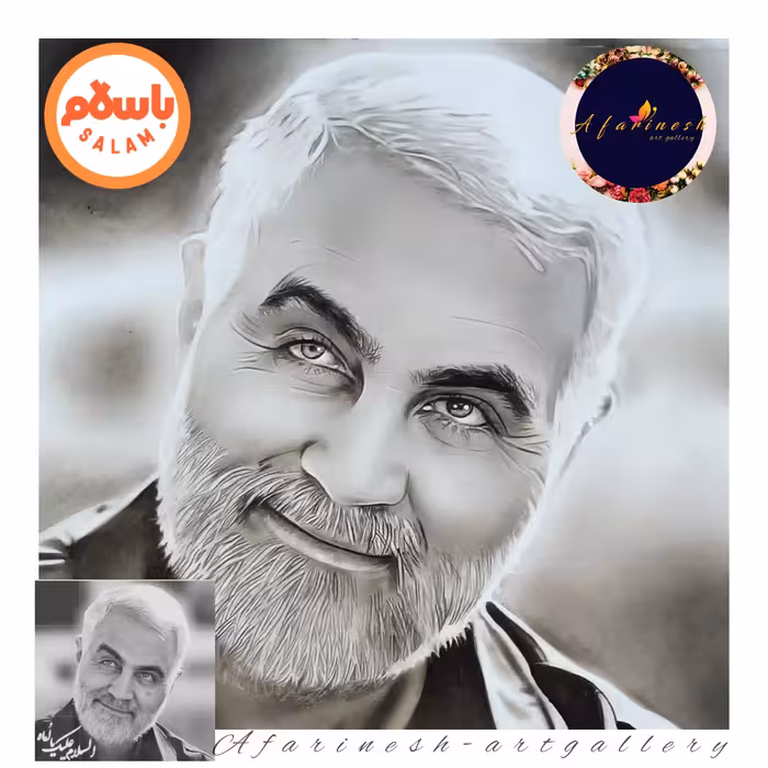 طراحی سیاه قلم چهره (20 در 30 سانتیمتر ) بهمراه شاسی و لمینت