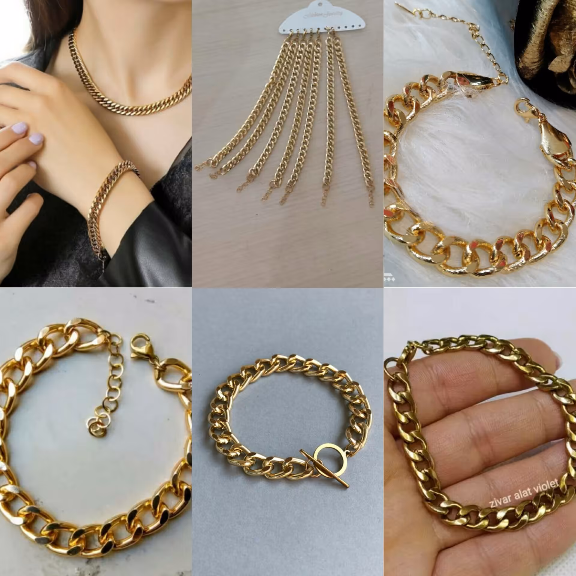 دستبند کارتیر آلومینیومی رنگ طلایی ثابت