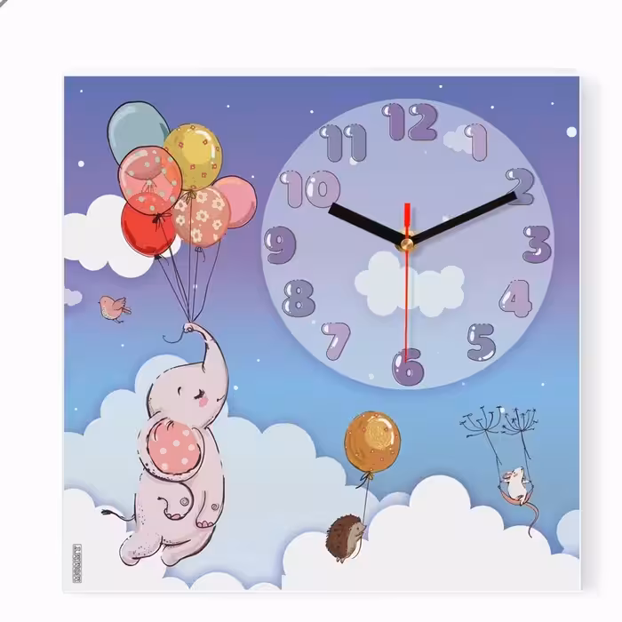 ساعت دیواری اتاق کودک طرح حیوانات و بادکنک کد 7019