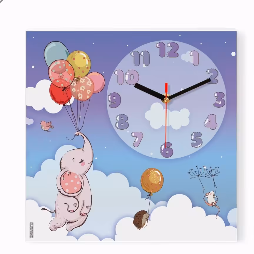 ساعت دیواری اتاق کودک طرح حیوانات و بادکنک کد 7019